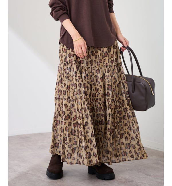 FRAMeWORK「enrica/エンリカ コットンシルク レオパード ティアードスカート」|スカート|