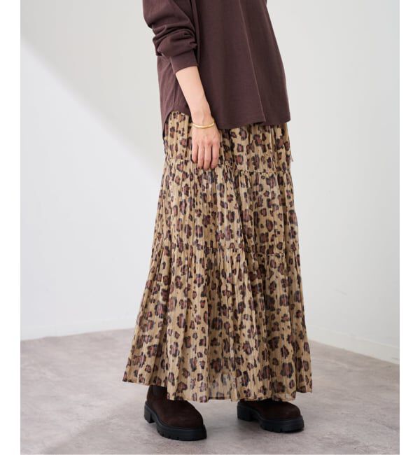 FRAMeWORK「enrica/エンリカ コットンシルク レオパード ティアードスカート」|スカート|