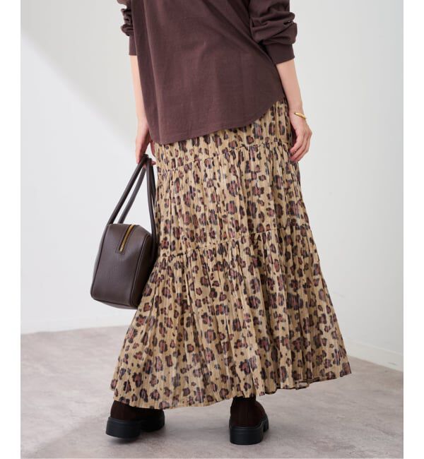 FRAMeWORK「enrica/エンリカ コットンシルク レオパード ティアードスカート」|スカート|