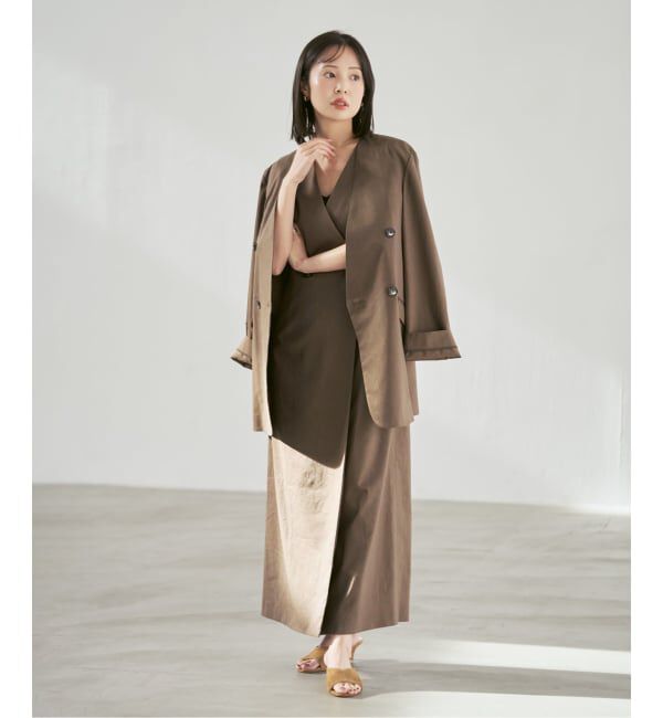 NOBLE「《予約》麻ストレッチロングジレワンピース」|ワンピース|