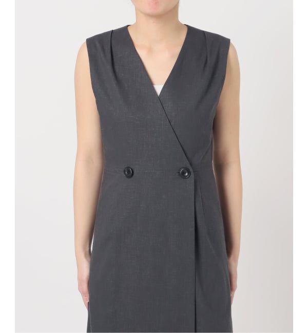 NOBLE「《予約》麻ストレッチロングジレワンピース」|ワンピース|