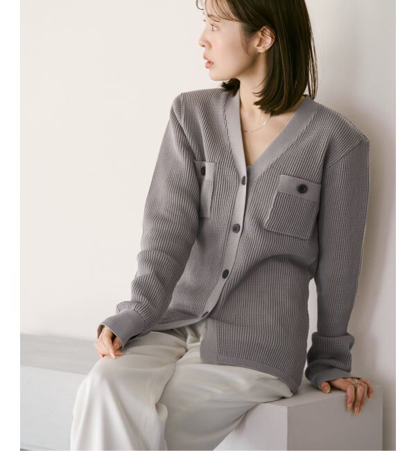 NOBLE「《セットアップ対応》メッシュニットカーディガン」|カーディガン|グレー