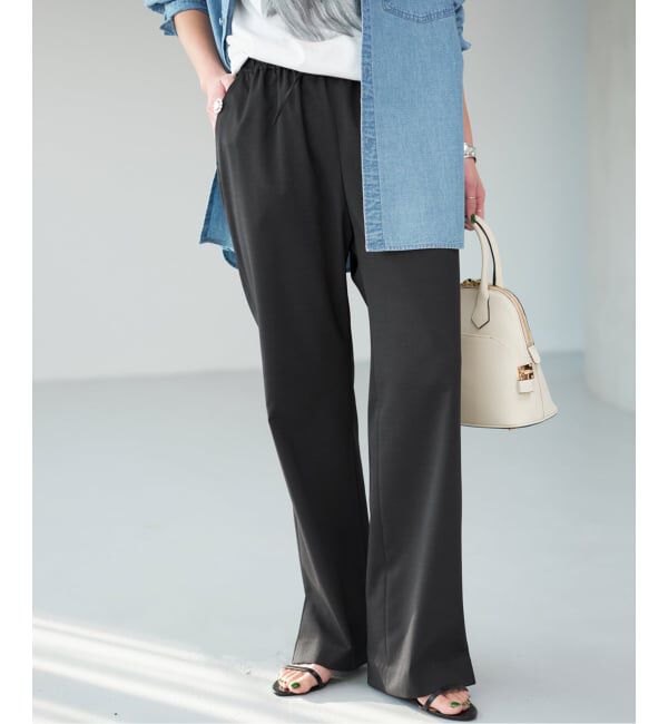 Spick and Span「スリットイージーパンツ」|スラックス|ブラック A