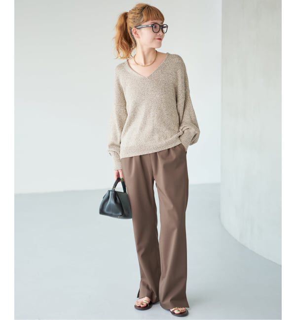Spick and Span「レーヨンペーパーヤーンVネックプルオーバー」|ニット・セーター|