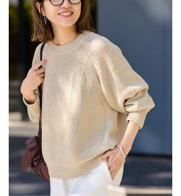 FRAMeWORK「≪追加≫リネンコットンラグランニット」|ニット・セーター|ベージュ