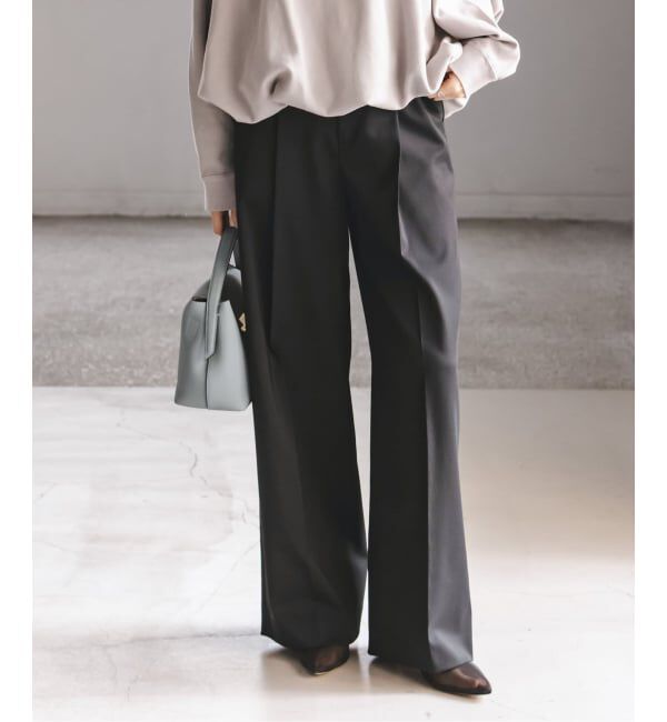 NOBLE「《追加・WEB限定カラー》エステルツイルストレッチスラックスパンツ」|スラックス|ブラック