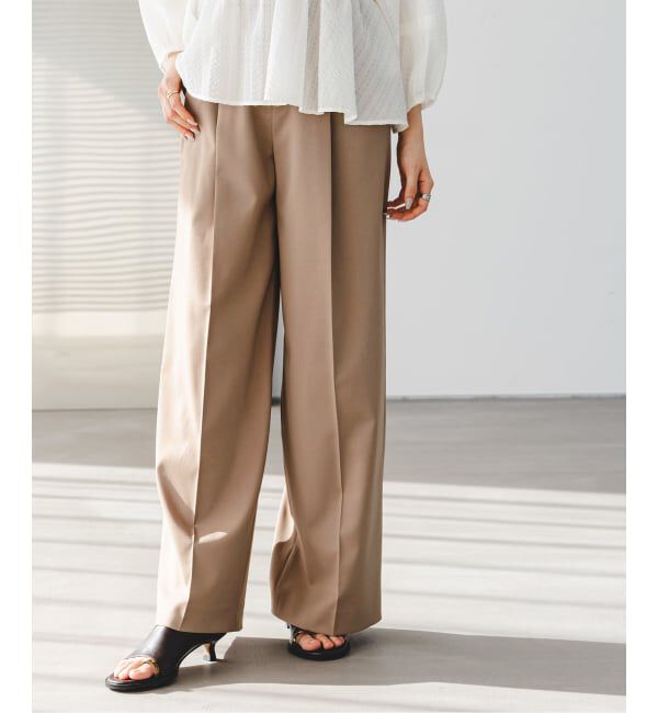 NOBLE「《追加・WEB限定カラー》エステルツイルストレッチスラックスパンツ」|スラックス|ベージュ A