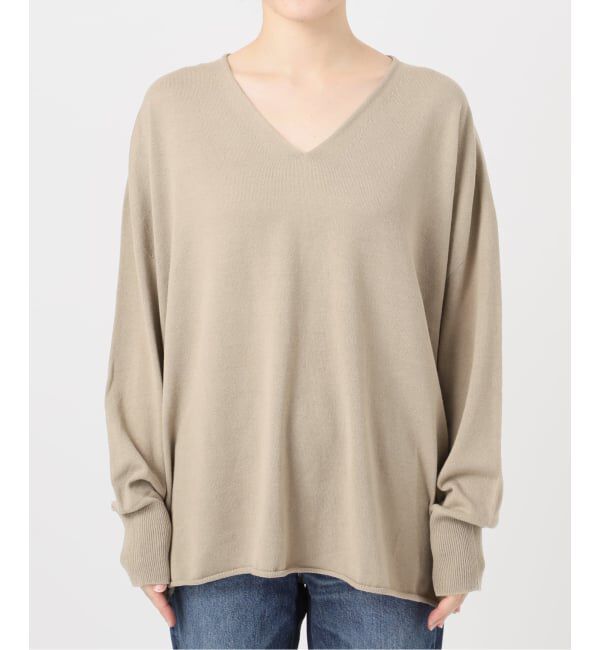 Spick and Span「《新色有り / 追加》コットンバルキーヤーンルーズVネックプルオーバー」|ニット・セーター|