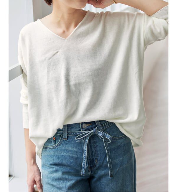 Spick and Span「《新色有り / 追加》コットンバルキーヤーンルーズVネックプルオーバー」|ニット・セーター|