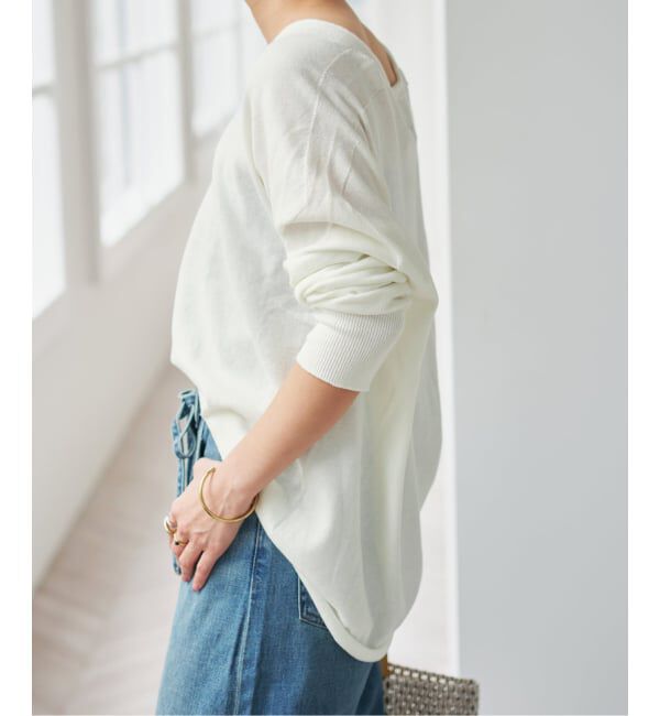 Spick and Span「《新色有り / 追加》コットンバルキーヤーンルーズVネックプルオーバー」|ニット・セーター|