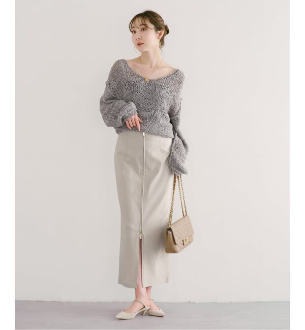 NOBLE「《追加3》RyNyコンフォートストレッチジップタイトスカート」|スカート|