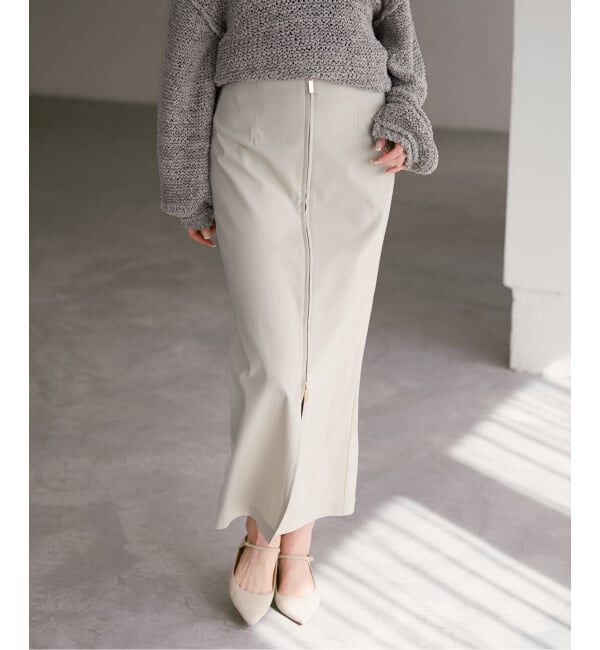 NOBLE「《追加3》RyNyコンフォートストレッチジップタイトスカート」|スカート|グレーB