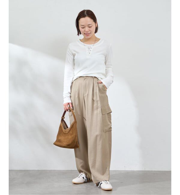 U by SPICK&SPAN「《予約》フェードサテンカーゴスラックス」|カーゴ|