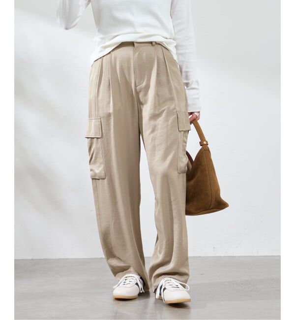 U by SPICK&SPAN「《予約》フェードサテンカーゴスラックス」|カーゴ|