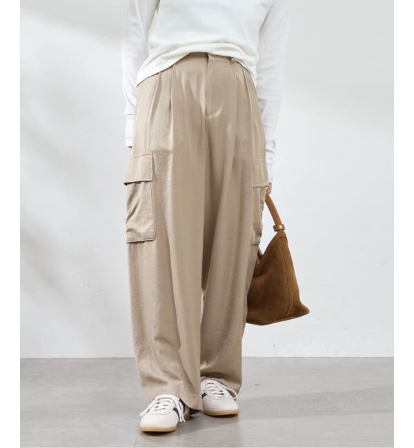 U by SPICK&SPAN「《予約》フェードサテンカーゴスラックス」|カーゴ|