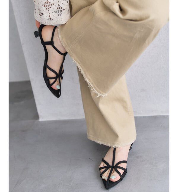  「《追加予約》3.5cmナローストラップサンダル」|サンダル|ブラック