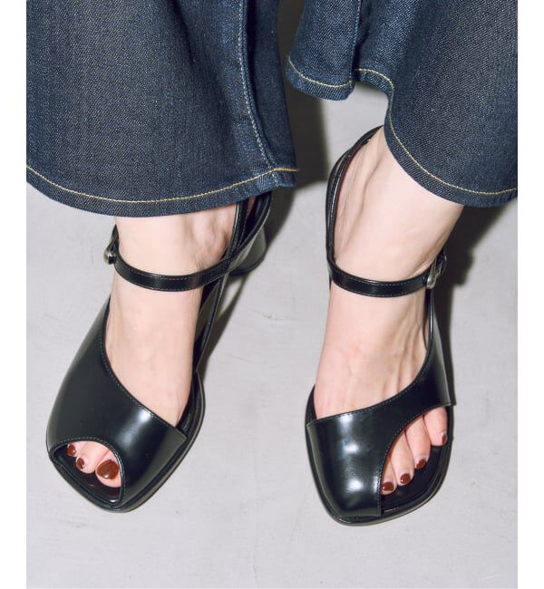 GRISE「《予約》GRISE6cmレザーアシメオープントゥサンダル」|サンダル|