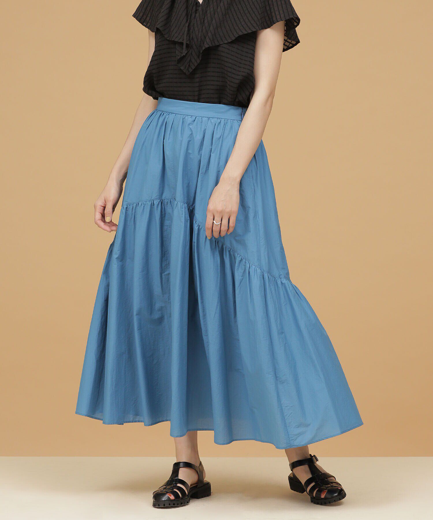 nano･universe「LB.03/切り替えギャザーティアードスカート」|スカート|L.ブルー1