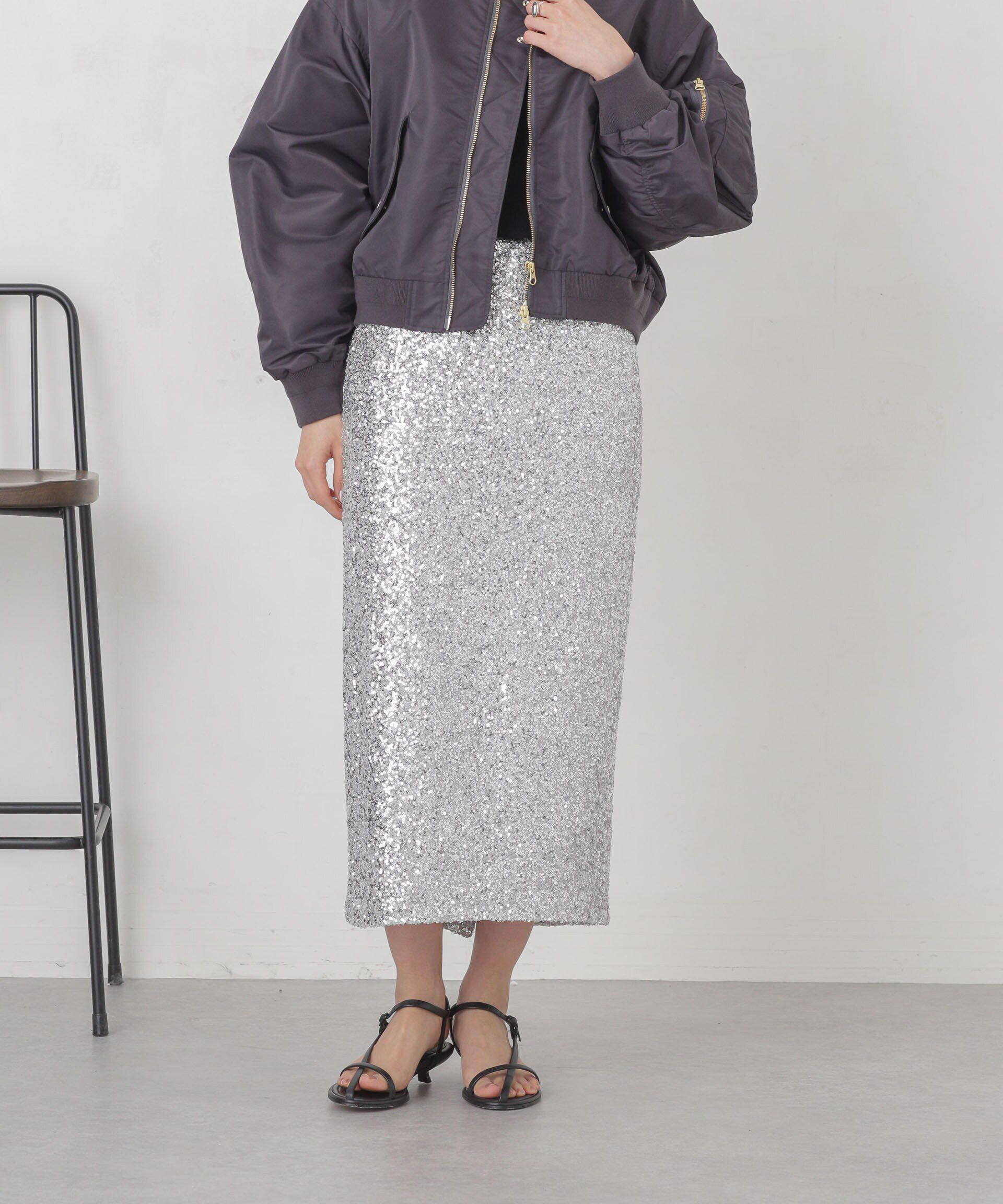 nano･universe「スパンコールIラインスカート」|スカート|