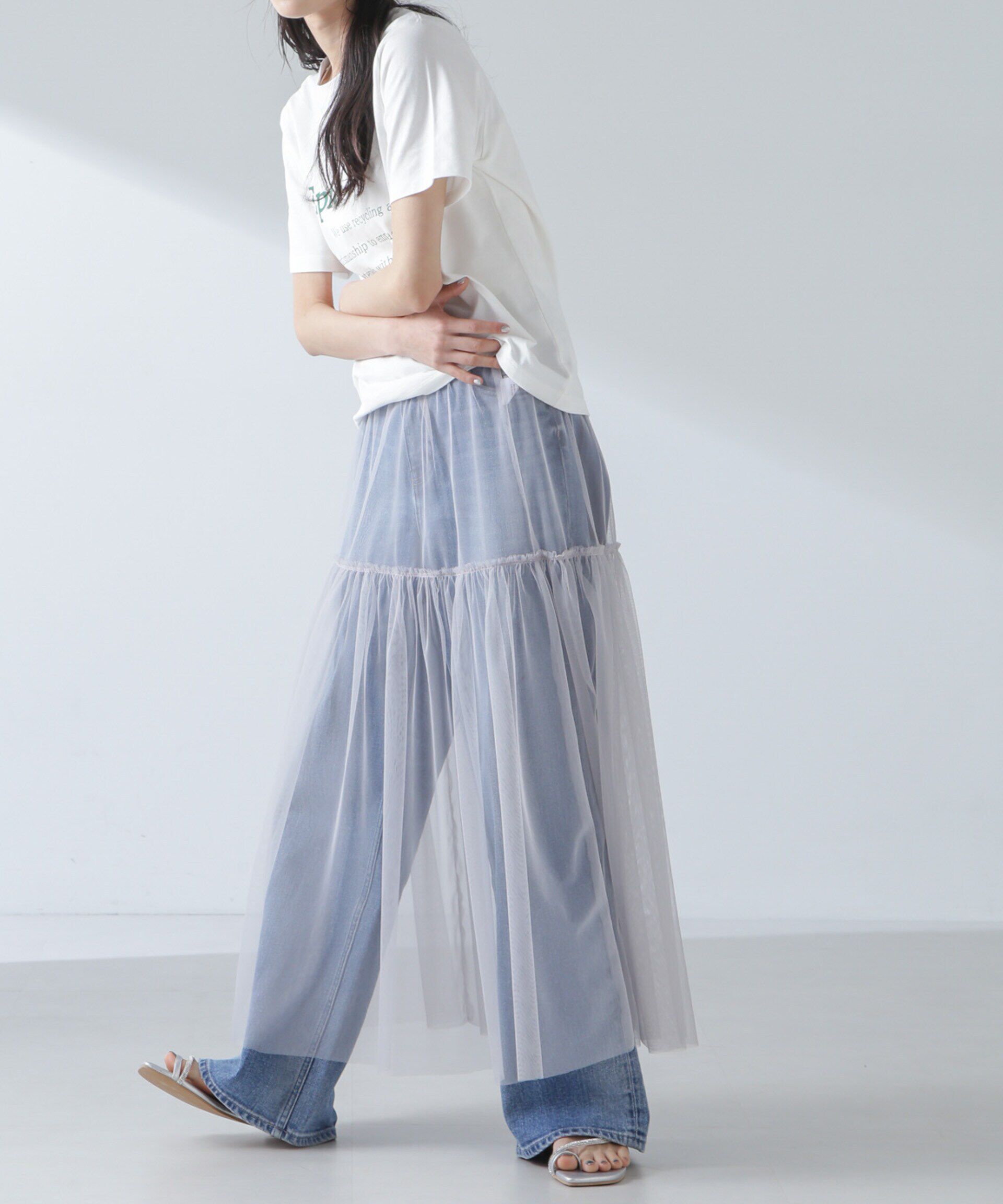 nano･universe「チュールスカート」|スカート|グレー