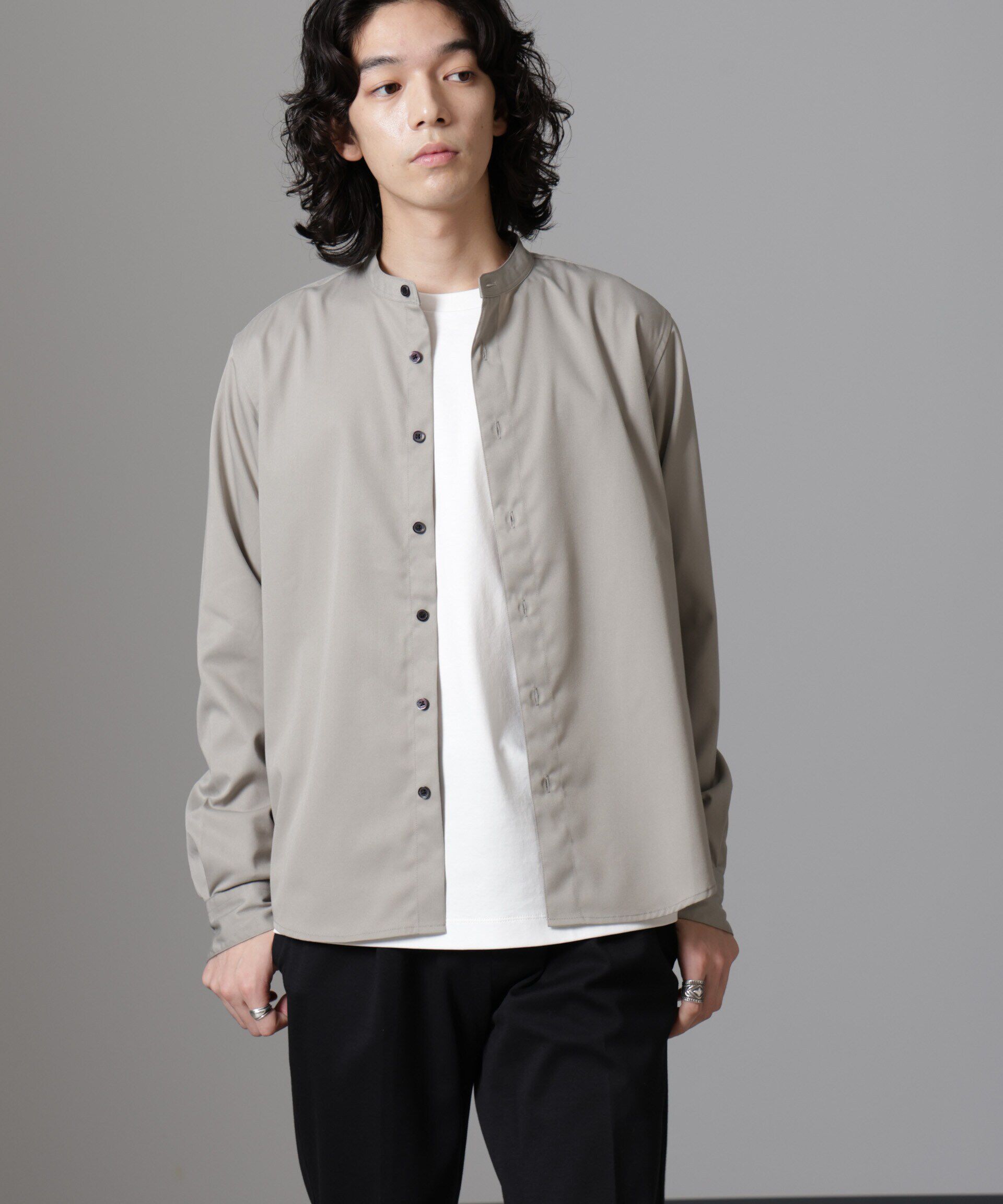 nano･universe「スタンダードバンドカラーシャツ/長袖」|シャツ・ブラウス|