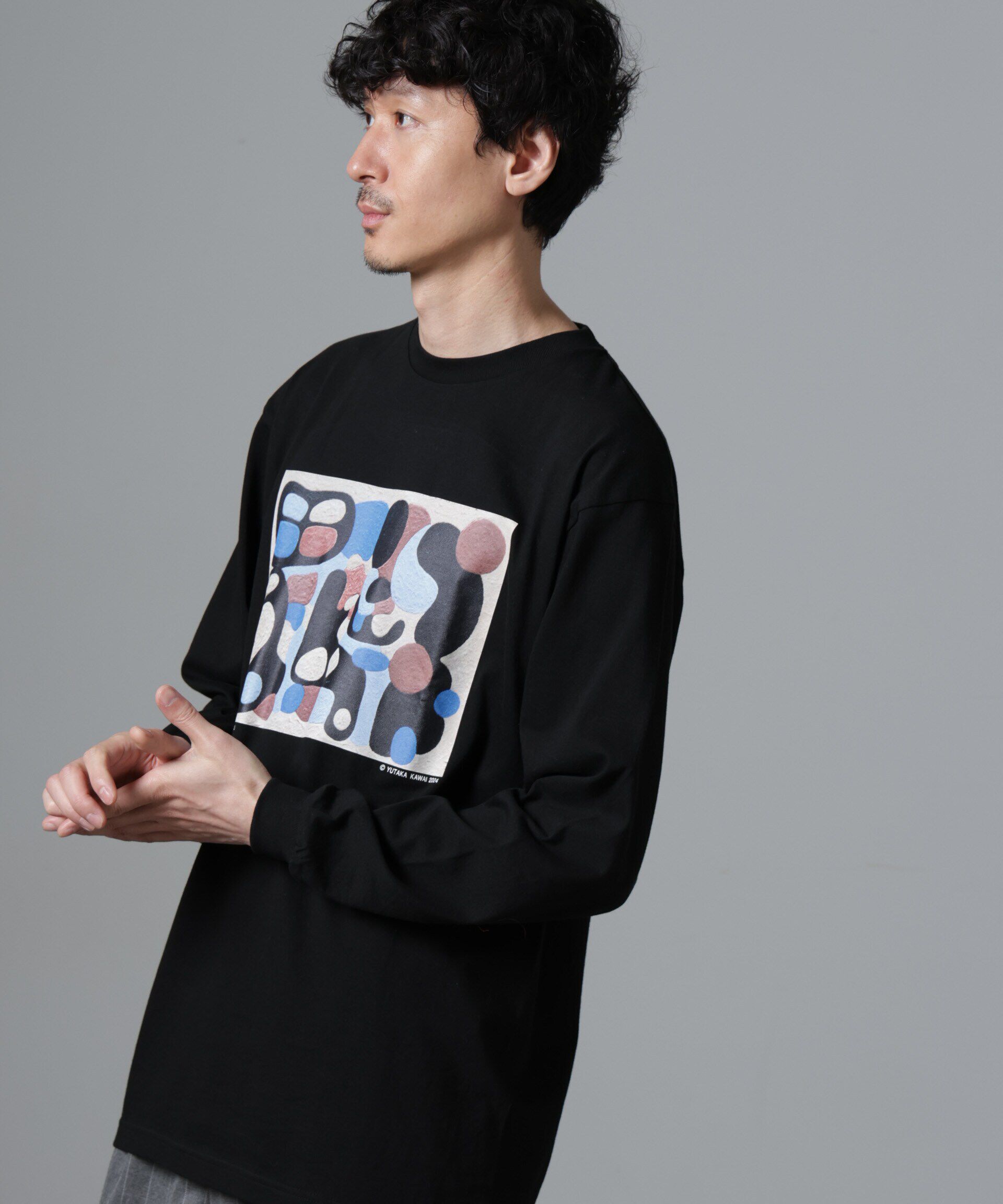 nano･universe「「着るアート」YUTAKA KAWAI ロングスリーブTEE」|Tシャツ・カットソー|ブラック