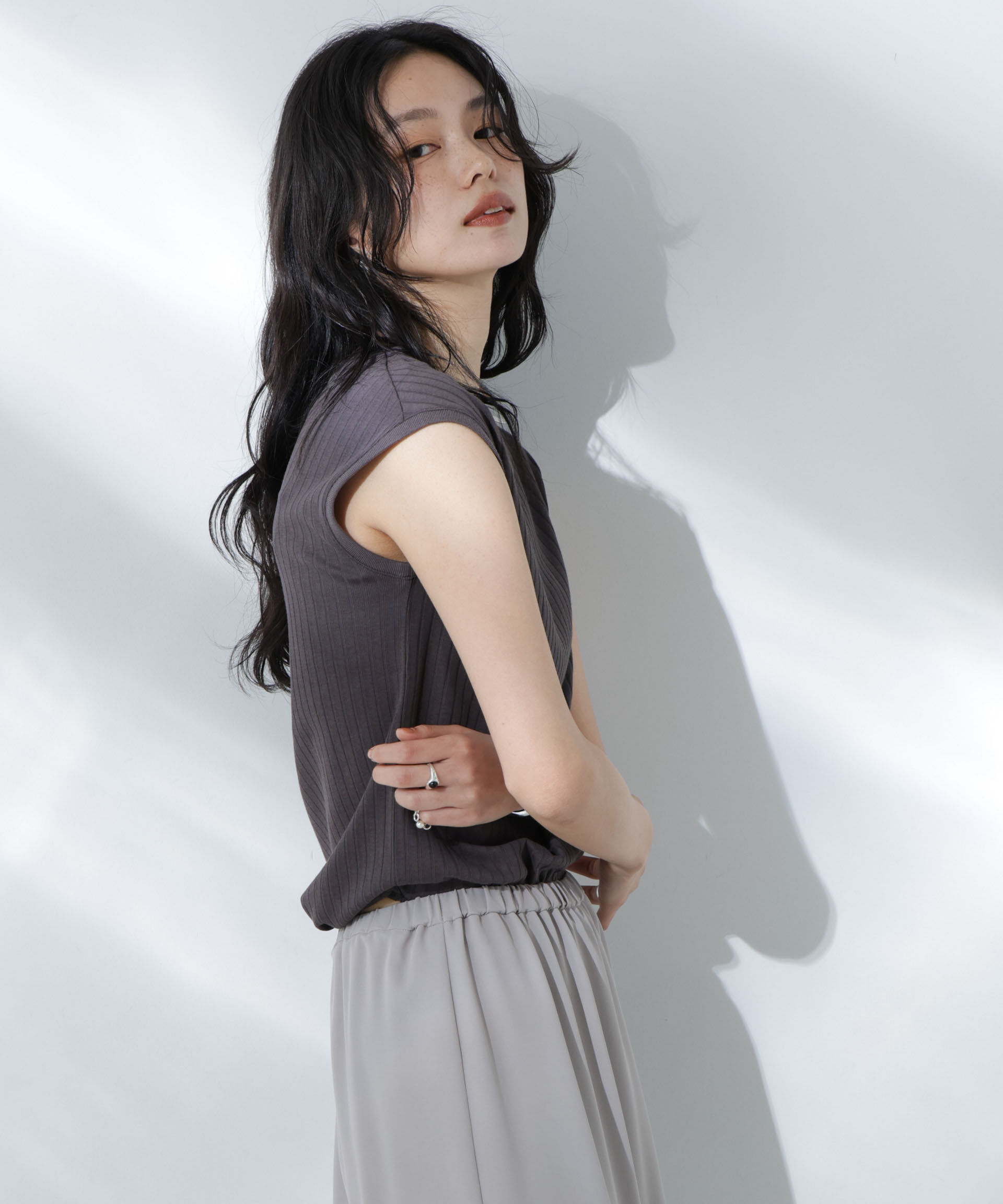 nano･universe「Anti Soaked(R) 汗染み防止リブノースリーブTシャツ（セットアップ可）」|Tシャツ・カットソー|