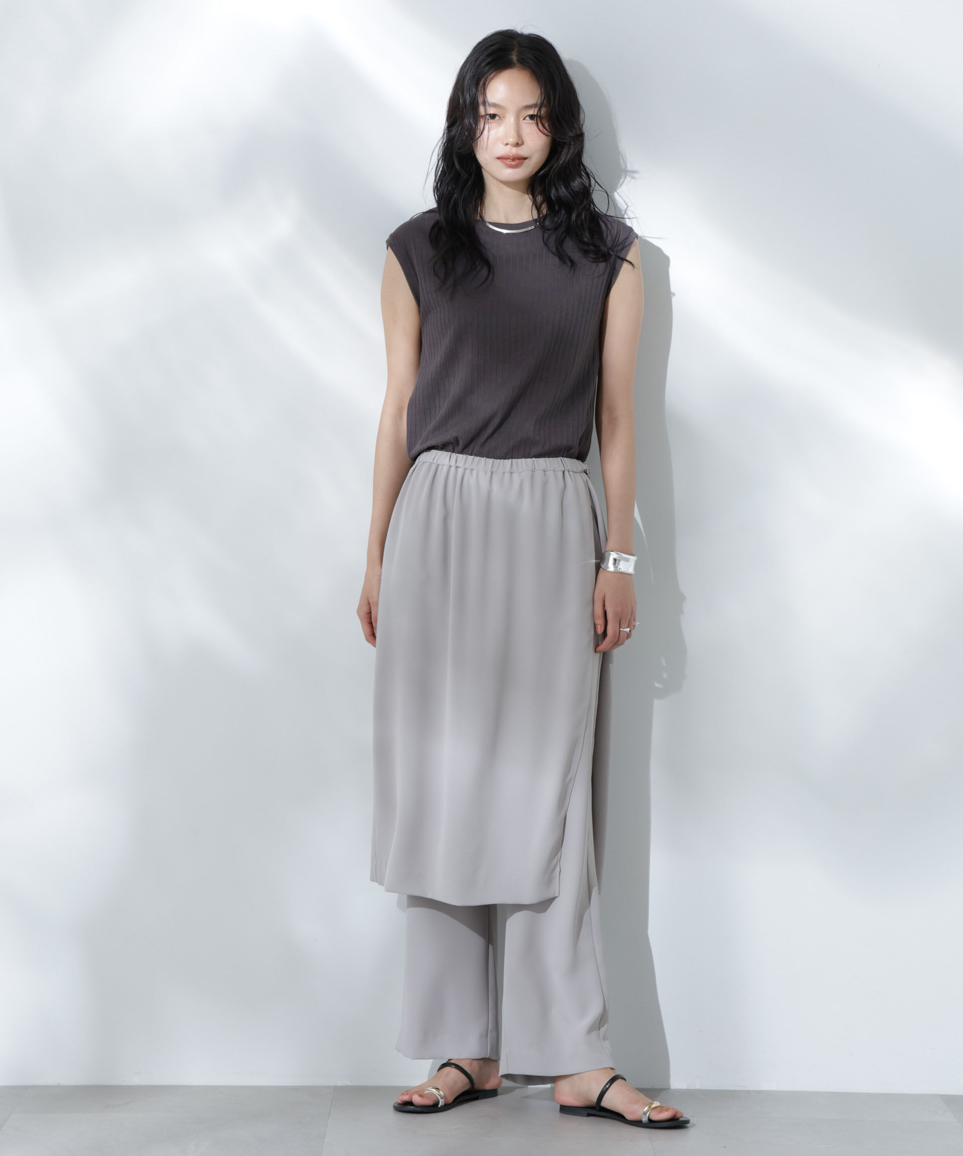 nano･universe「Anti Soaked(R) 汗染み防止リブノースリーブTシャツ（セットアップ可）」|Tシャツ・カットソー|