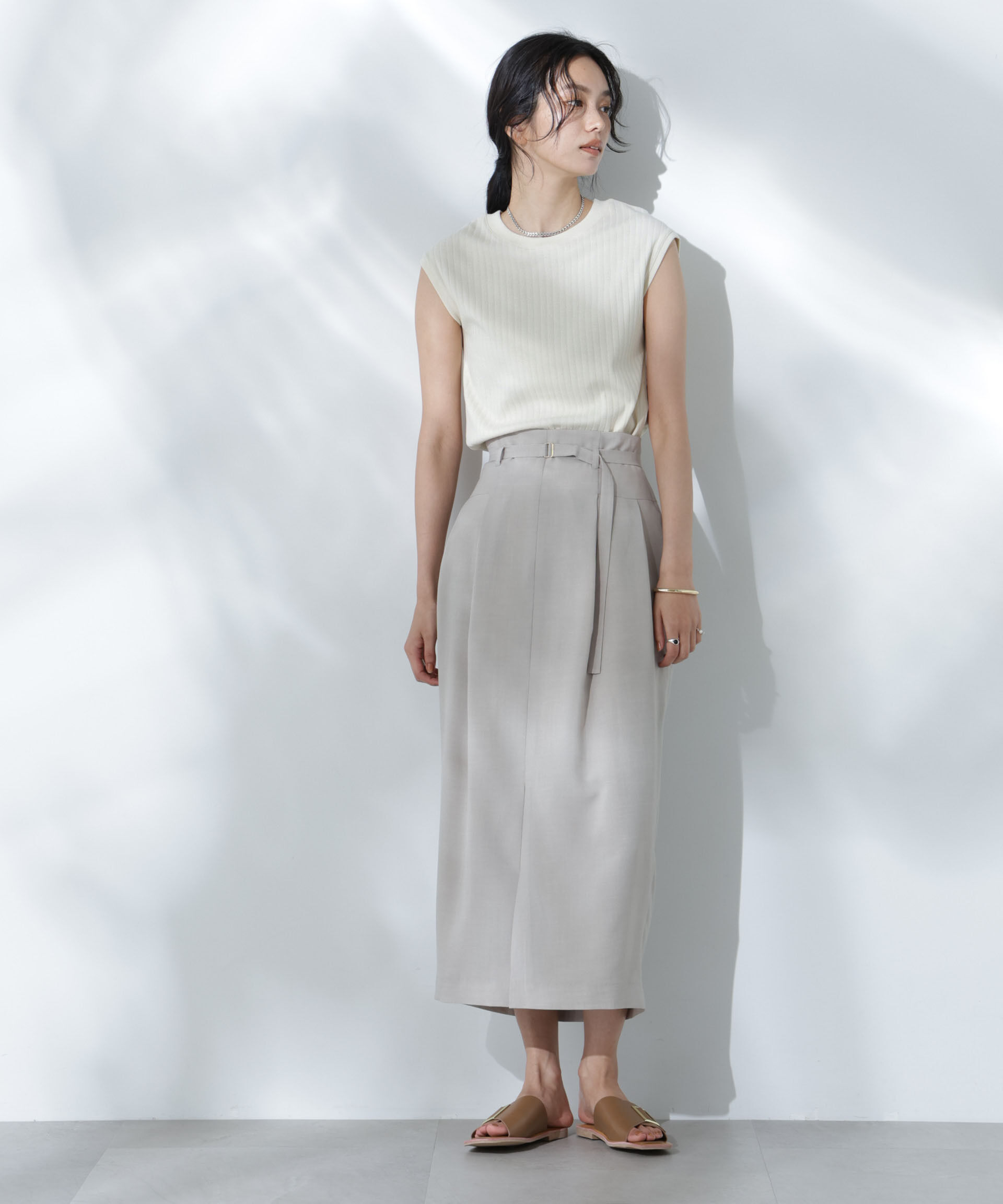 nano･universe「Anti Soaked(R) 汗染み防止リブノースリーブTシャツ（セットアップ可）」|Tシャツ・カットソー|