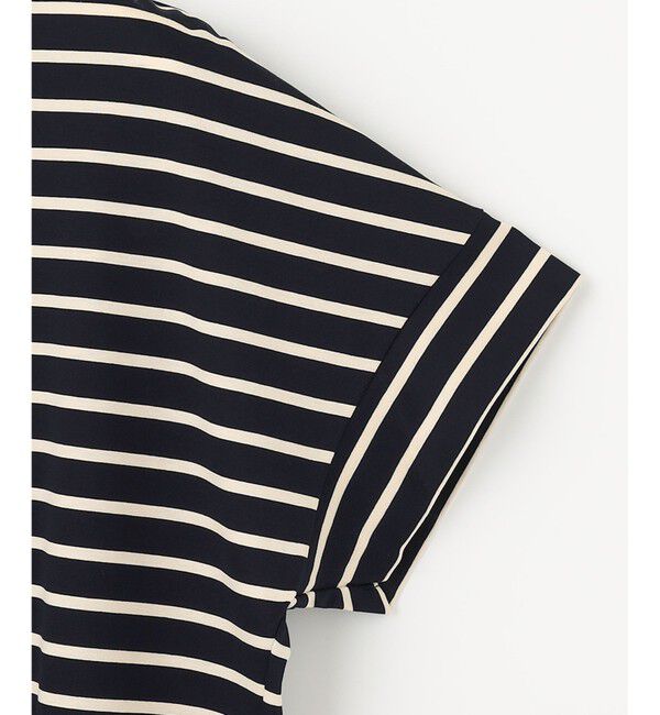 自由区「【洗える/UVケア】ボーダー タックデザインカットソー」|Tシャツ・カットソー|