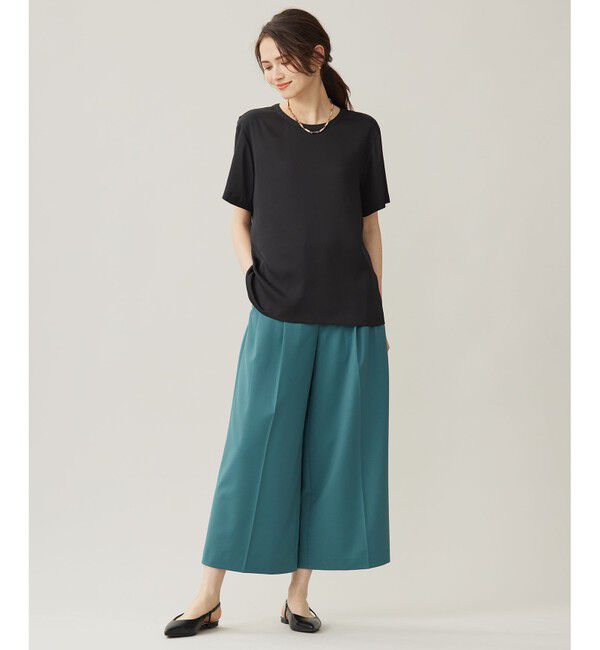 自由区「【洗える】TWラチネストレッチワイドクロップド パンツ」|その他|