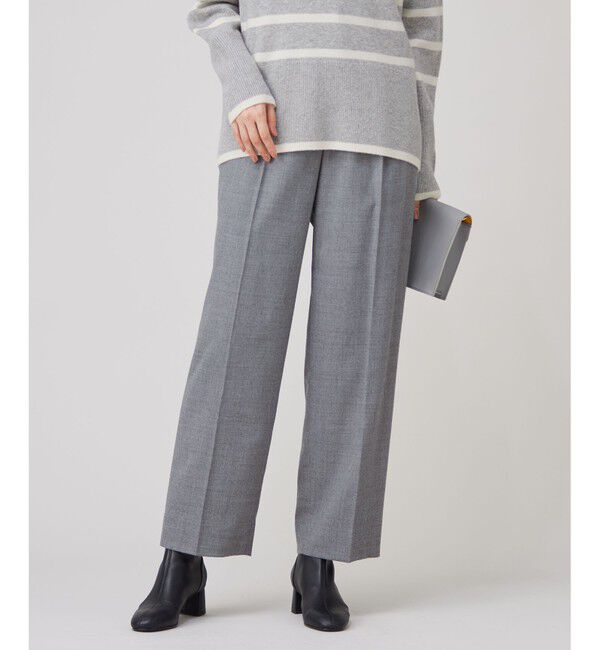 自由区「【洗える】ウォッシャブルウールサキソニーワイド パンツ」|その他|TOPグレー
