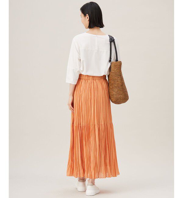 自由区「【接触冷感・UVカット・洗える】ストライプコットンハイゲージフォルムスリーブ カットソー」|Tシャツ・カットソー|