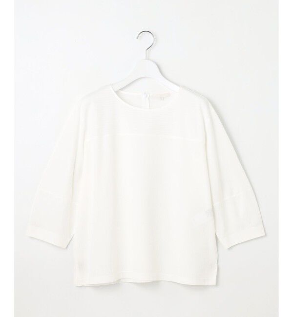 自由区「【接触冷感・UVカット・洗える】ストライプコットンハイゲージフォルムスリーブ カットソー」|Tシャツ・カットソー|