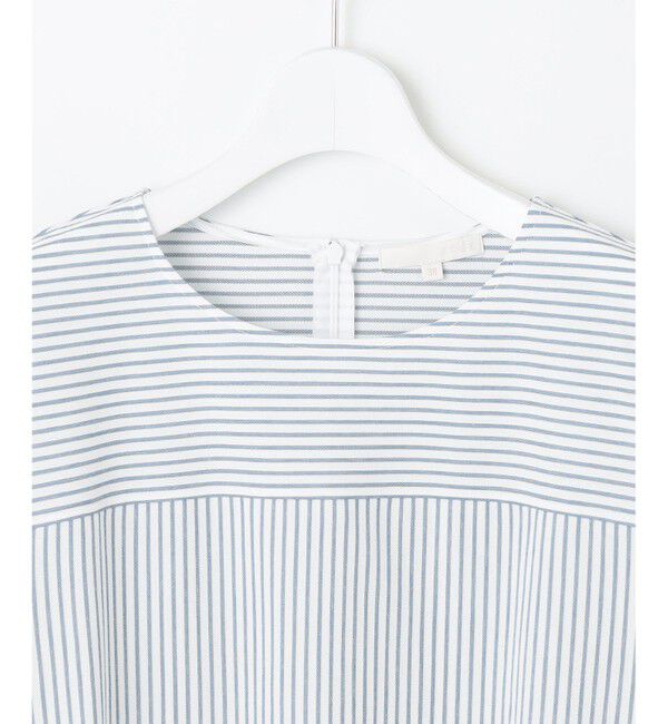 自由区「【接触冷感・UVカット・洗える】ストライプコットンハイゲージフォルムスリーブ カットソー」|Tシャツ・カットソー|