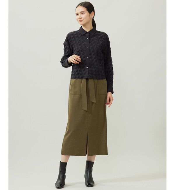 自由区「シアージオメトリックジャカードクロップド丈 ブラウス」|シャツ・ブラウス|