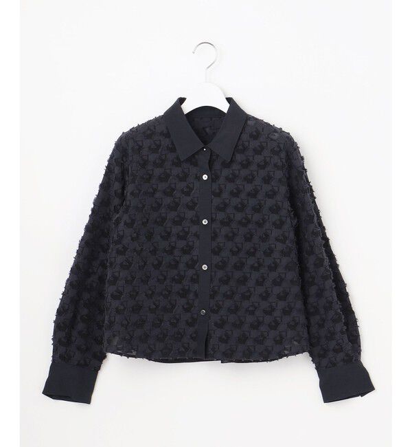 自由区「シアージオメトリックジャカードクロップド丈 ブラウス」|シャツ・ブラウス|