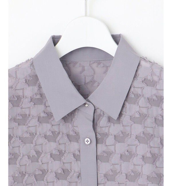 自由区「シアージオメトリックジャカードクロップド丈 ブラウス」|シャツ・ブラウス|