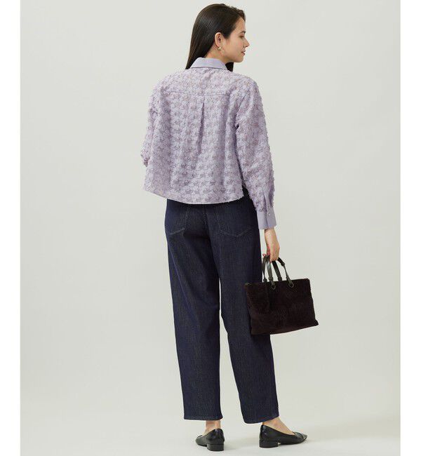 自由区「シアージオメトリックジャカードクロップド丈 ブラウス」|シャツ・ブラウス|