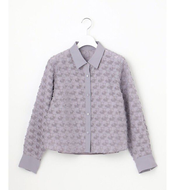 自由区「シアージオメトリックジャカードクロップド丈 ブラウス」|シャツ・ブラウス|