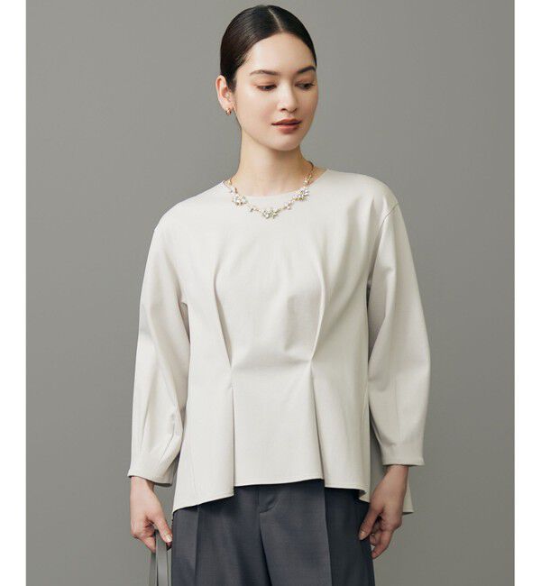 自由区「クリアコットンポンチタックジャージ カットソー」|Tシャツ・カットソー|ベージュ