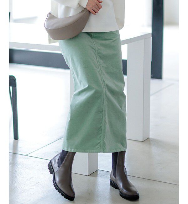 23区「【洗える】23区DENIM ベルベットストレッチ Aライン スカート」|スカート|ミント系