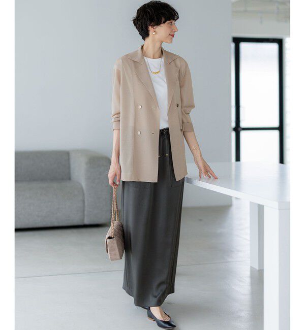 23区「【洗える】シアー ダブルブレスト ニット ジャケット」|テーラードジャケット|