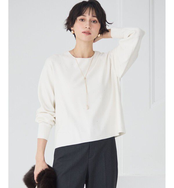 23区「【WEB＆一部店舗限定カラーあり/滝沢眞規子さん着用】クリスタルホットフィット ニット」|ニット・セーター|ホワイト系