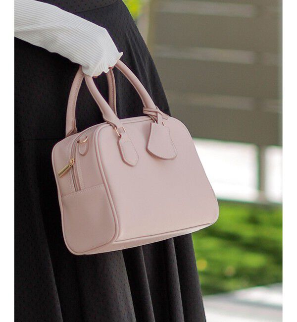 ANY SIS「【2WAY】チャーム付きスクエア ボストンバッグ」|ボストンバッグ|ピンク