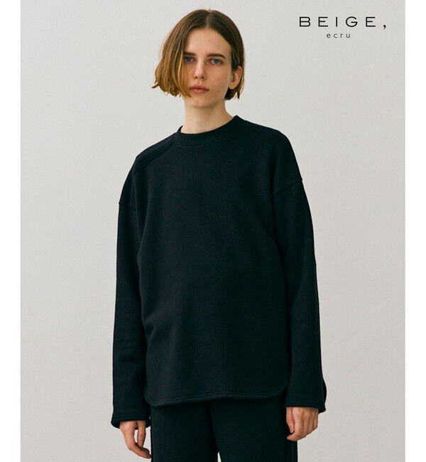 BEIGE,「【BEIGE,ecru/WEB限定・洗える】LOOP BACK / コットンスウェットリブトップス」|スウェット・ジャージ|Black