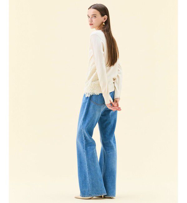 BEIGE,「【ご好評により新色追加！洗える】WILLOW / アシンメトリーレースクルーネックニット」|ニット・セーター|