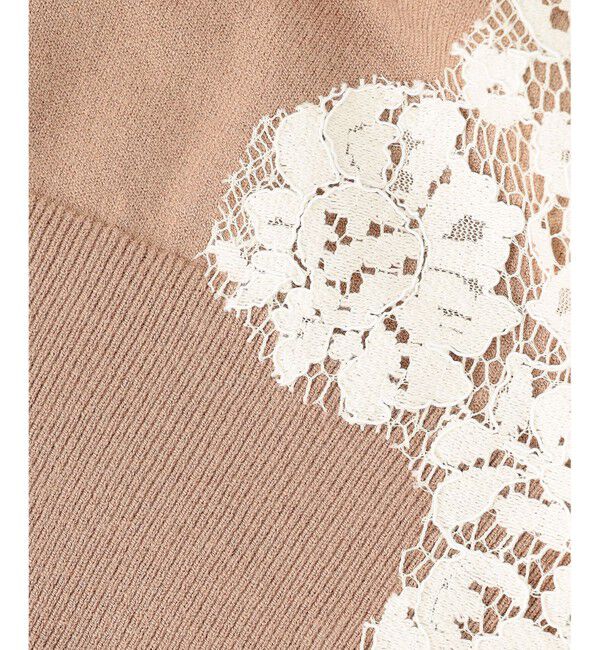 BEIGE,「【ご好評により新色追加！洗える】WILLOW / アシンメトリーレースクルーネックニット」|ニット・セーター|