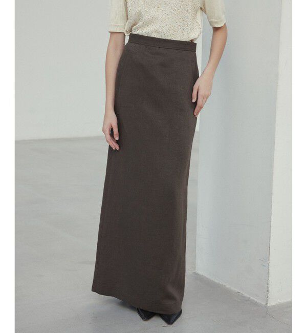 BEIGE,「【Oggi 5月号掲載】CRINUM / Iラインリネンマキシスカート」|スカート|Dark Brown