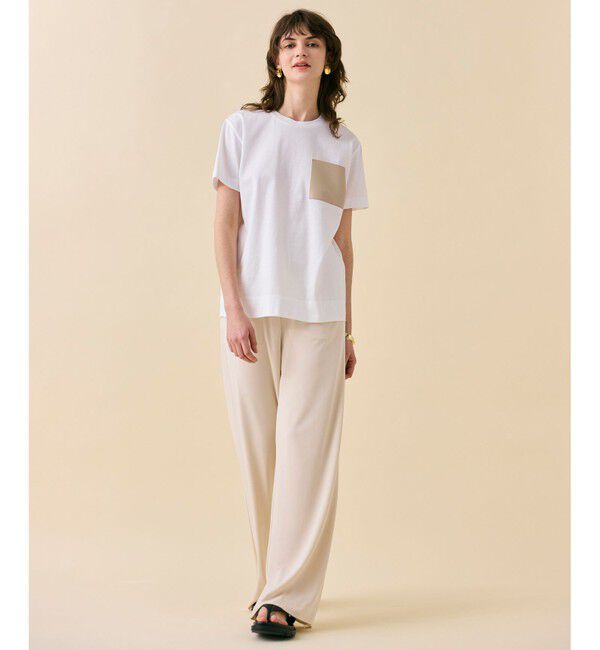 BEIGE,「【WEB限定・洗える】TORENIA / レザーポケットコットンクルーネックTシャツ」|Tシャツ・カットソー|